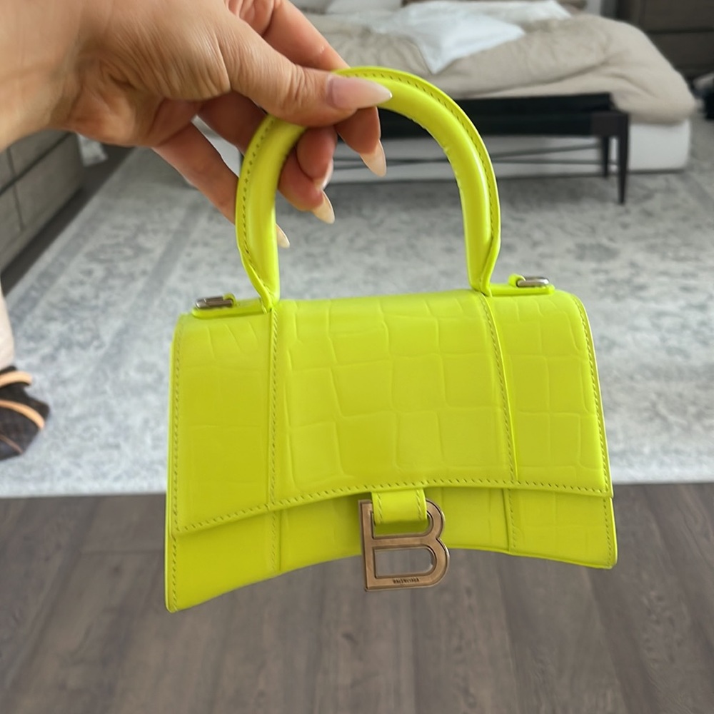 Balenciaga Hourglass XS Handbag in Yellow